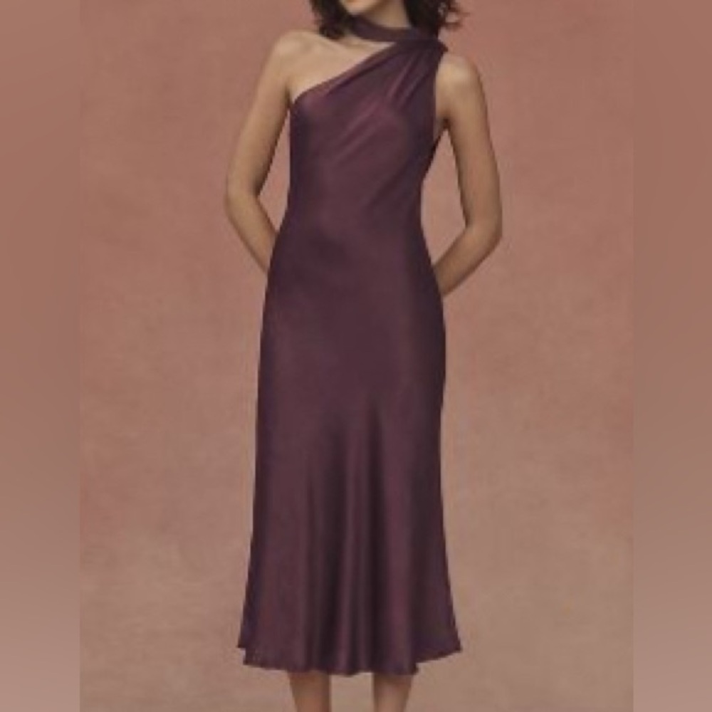 BHLDN Nicolette One-Shoulder Scarf Midi Dress